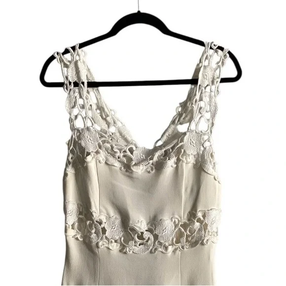 Jessica McClintock Vintage Floral Lace Bridal Cream LWD Dress - Picture 3 of 7